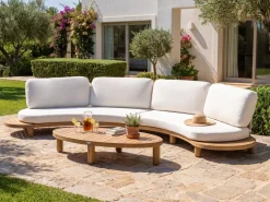 Divano da giardino con tavolo 4 posti NUMANA Legno d'acacia Bianco sporco