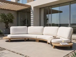 Divano da giardino con tavolo 4 posti NUMANA Legno d'acacia Bianco sporco