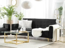 Divano letto 3 posti ABERDEEN Velluto Nero