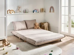 Divano letto 2 posti ABISKO Lino sintetico Beige