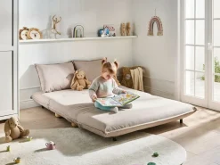 Divano letto 2 posti ABISKO Lino sintetico Beige