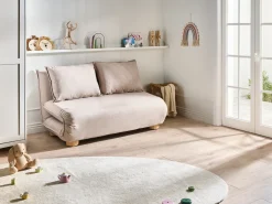 Divano letto 2 posti ABISKO Lino sintetico Beige