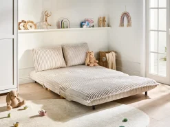 Divano letto 2 posti ABISKO Velluto a coste Bianco sporco