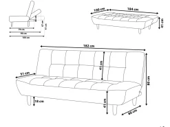 Divano letto 3 posti ALSTEN Tessuto Beige