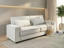 Divano letto 3 posti AROLE Tessuto Bianco