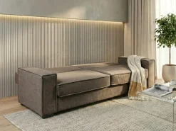 Divano letto 3 posti AROLE Tessuto Marrone