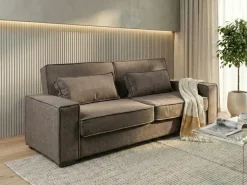 Divano letto 3 posti AROLE Tessuto Marrone
