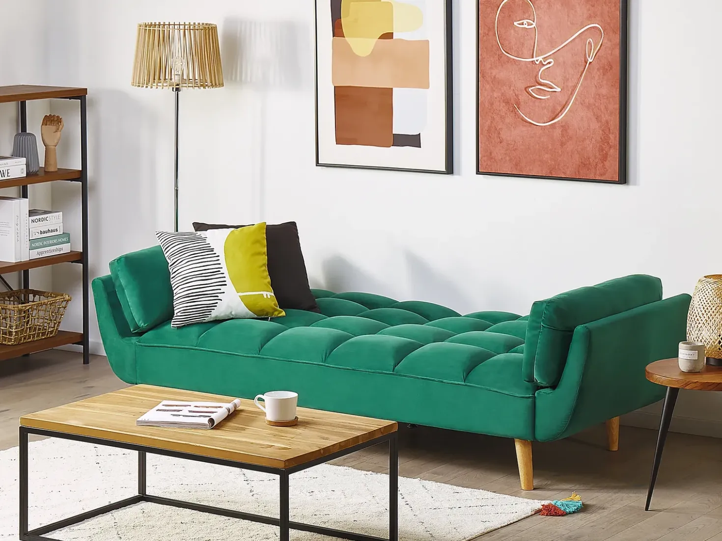 Divano letto 3 posti ASBY Velluto Verde