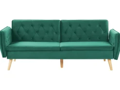Divano letto 2 posti BARDU Velluto Verde scuro