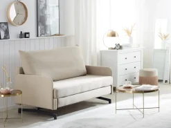 Divano letto 2 posti BELFAST Tessuto Beige