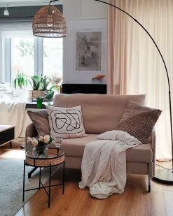 Divano letto 2 posti BELFAST Tessuto Beige