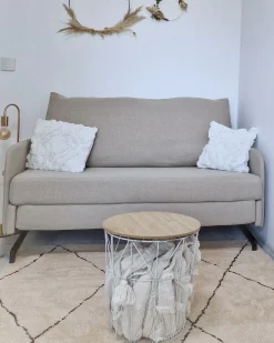 Divano letto 2 posti BELFAST Tessuto Beige