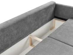 Divano letto 3 posti BLEIK Ciniglia Grigio chiaro con contenitore