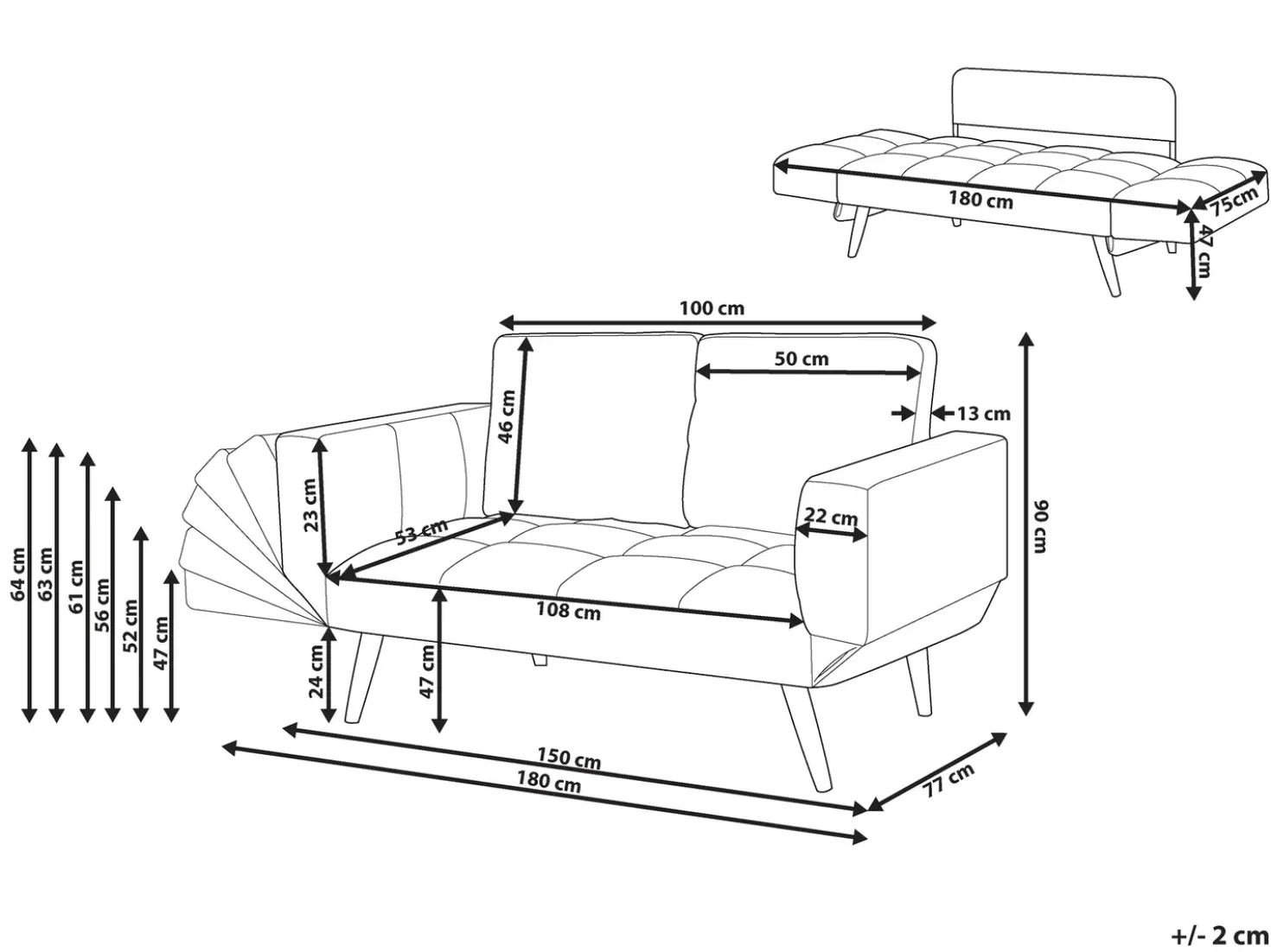 Divano letto 2 posti BREKKE Tessuto Beige
