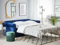 Divano letto 3 posti CHESTERFIELD Velluto Blu