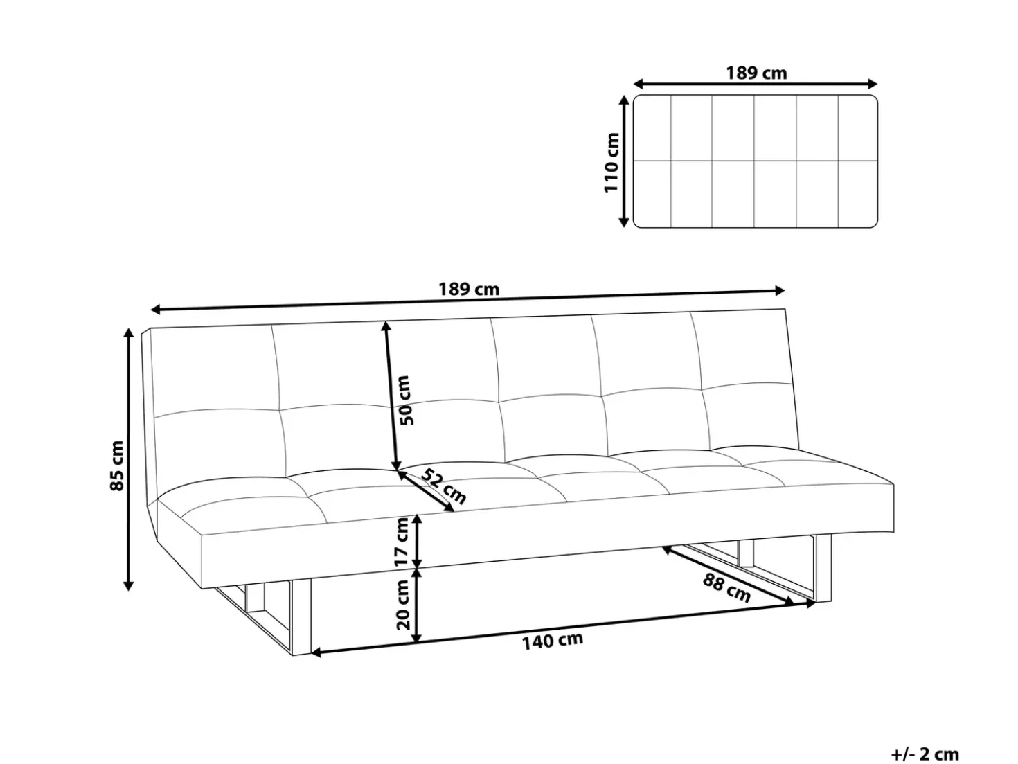 Divano letto 3 posti DERBY Pelle sintetica Marrone dorato
