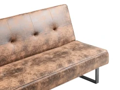 Divano letto 3 posti DERBY Pelle sintetica Marrone dorato