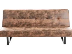 Divano letto 3 posti DERBY Pelle sintetica Marrone dorato