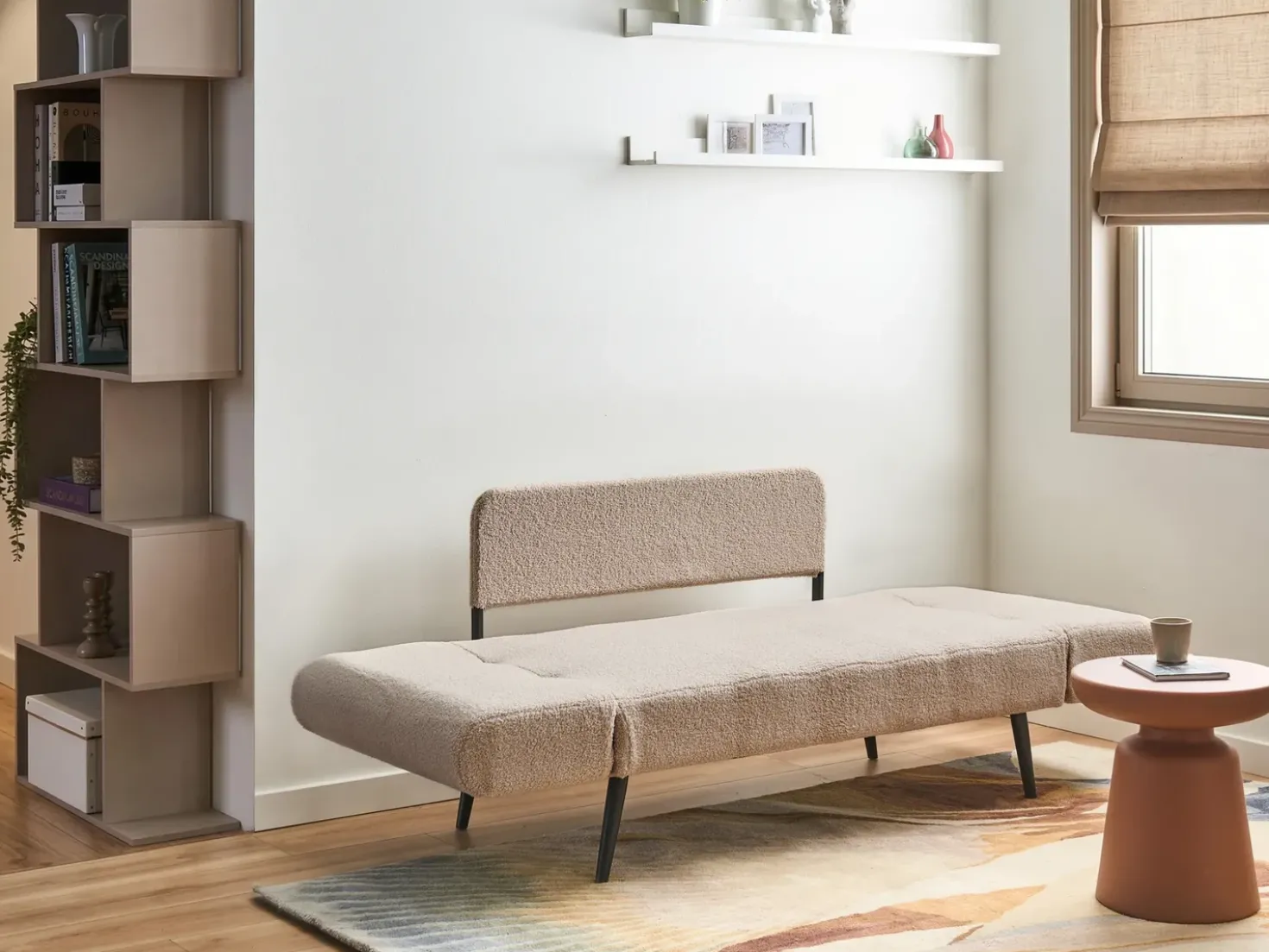 Divano letto 2 posti DOROTEA Bouclé Beige