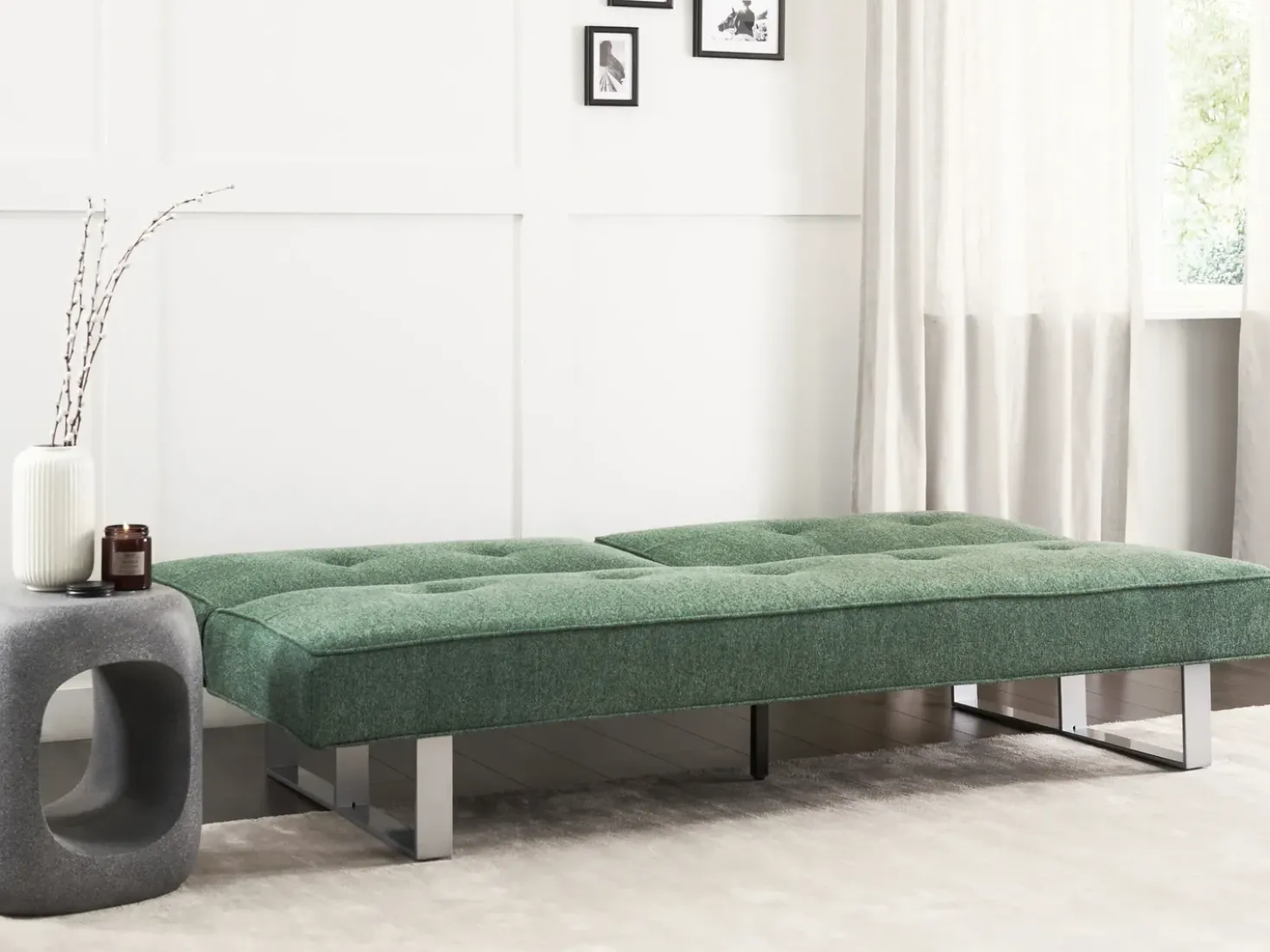 Divano letto 3 posti DUBLIN Tessuto Verde