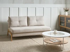 Divano letto 2 posti EDLAND Tessuto Beige chiaro