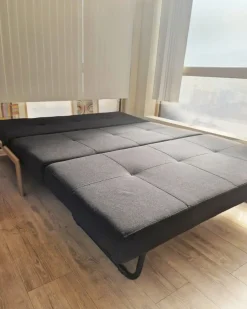 Divano letto 2 posti EDLAND Tessuto Nero