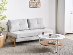 Divano letto 2 posti EDLAND Tessuto Grigio chiaro