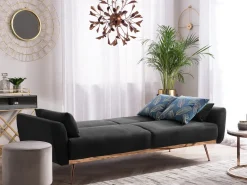 Divano letto 3 posti EINA Velluto Nero