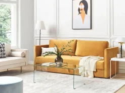 Divano letto 3 posti EKSJO Velluto Senape con contenitore