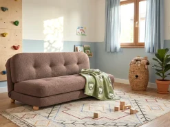 Divano letto 2 posti ESBJERG Lino sintetico Marrone