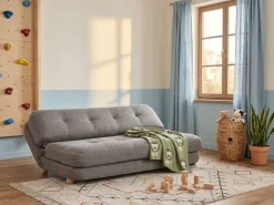 Divano letto 2 posti ESBJERG Lino sintetico Grigio scuro