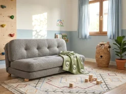 Divano letto 2 posti ESBJERG Lino sintetico Grigio scuro