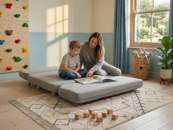 Divano letto 2 posti ESBJERG Lino sintetico Grigio scuro