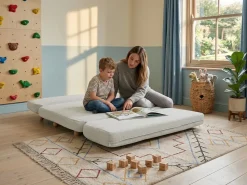 Divano letto 2 posti ESBJERG Lino sintetico Bianco sporco