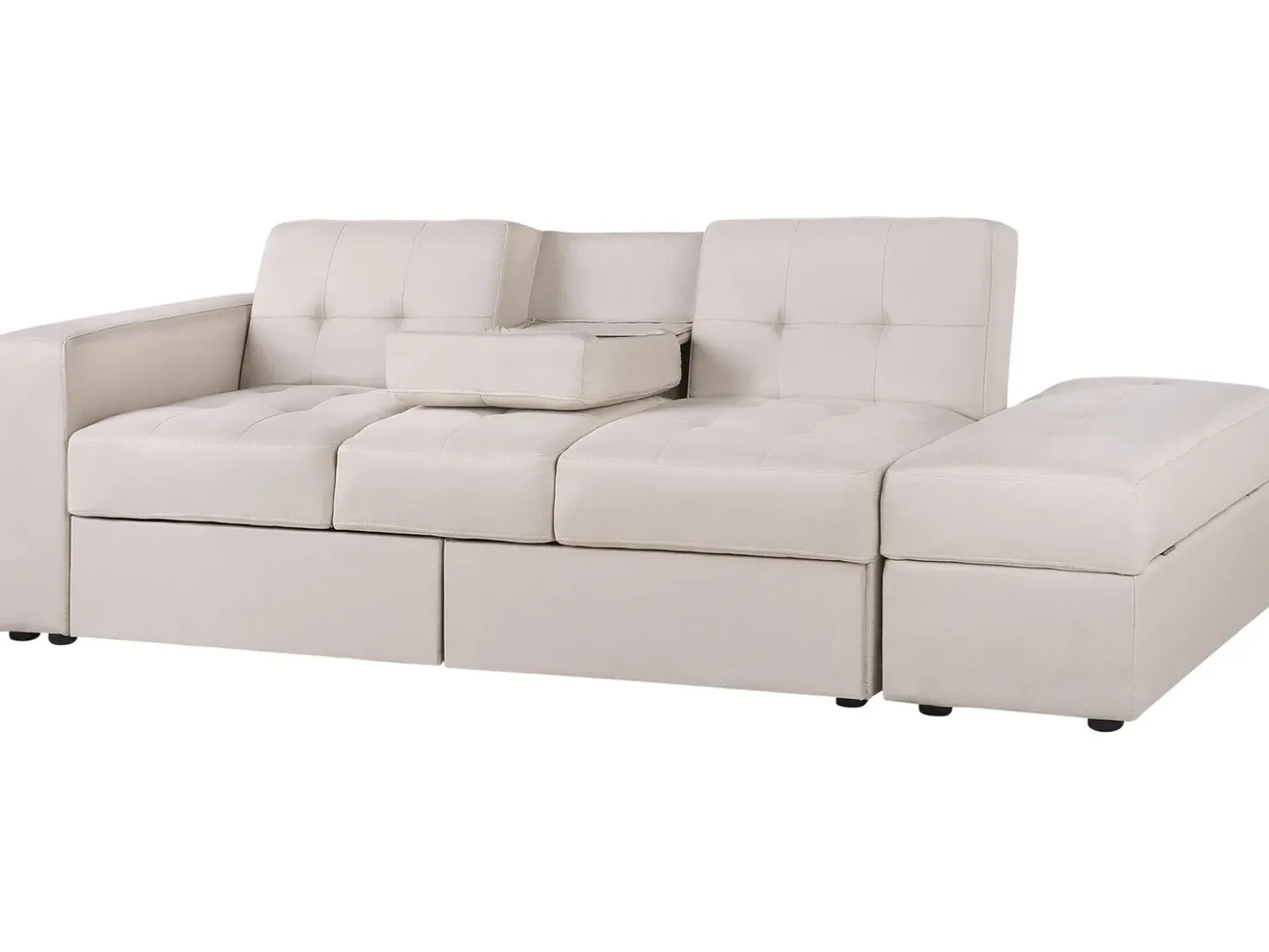 Divano letto 3 posti FALSTER Tessuto Beige con contenitore