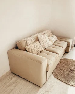 Divano letto 3 posti FALSTER Tessuto Beige con contenitore
