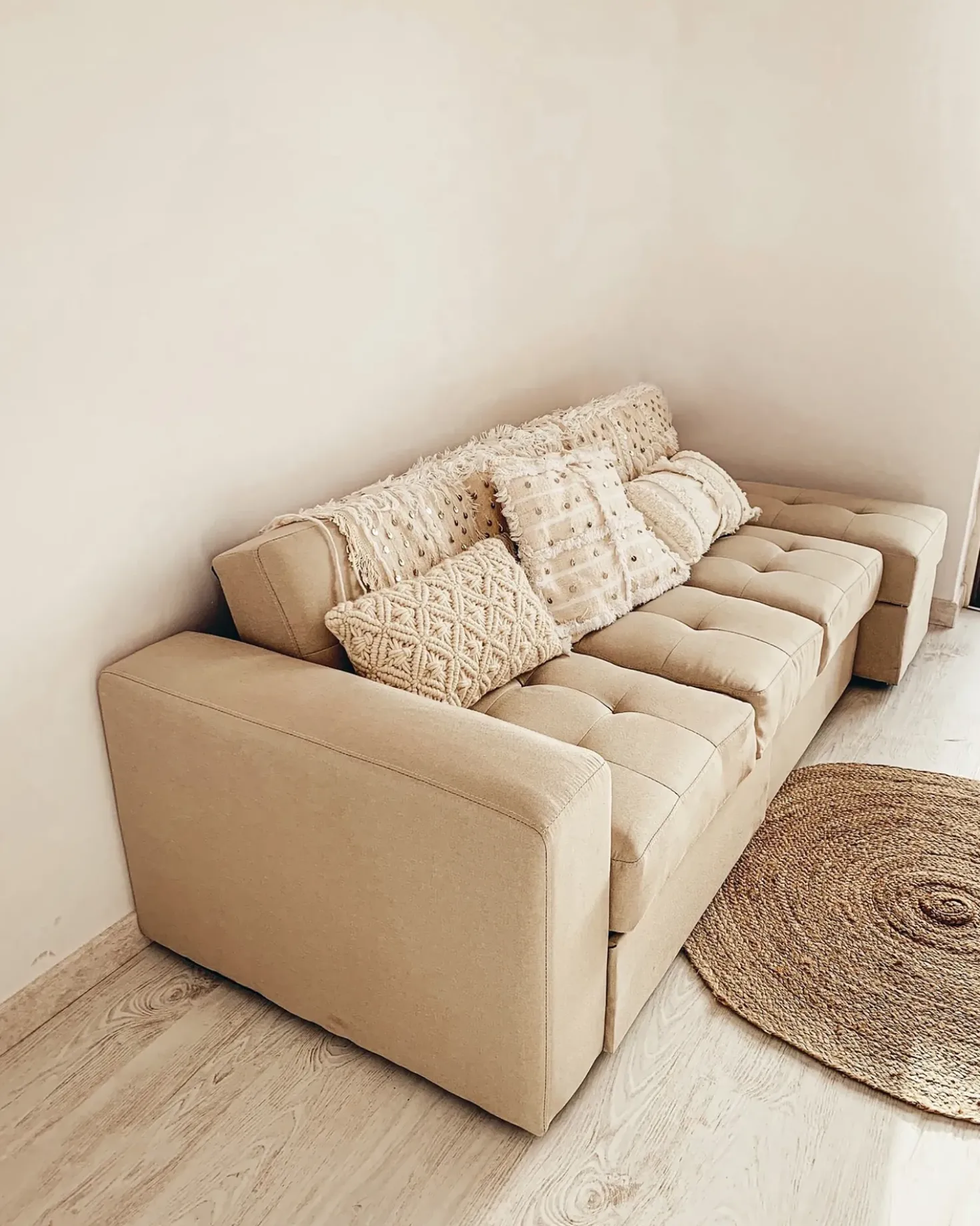 Divano letto 3 posti FALSTER Tessuto Beige con contenitore