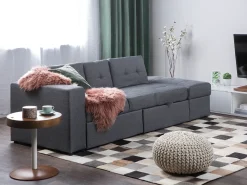 Divano letto 3 posti FALSTER Tessuto Grigio scuro con contenitore