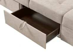 Divano letto 3 posti FALSTER Tessuto Marrone chiaro con contenitore