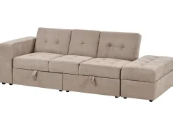 Divano letto 3 posti FALSTER Tessuto Marrone chiaro con contenitore