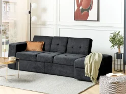 Divano letto 3 posti FALSTER Tessuto Nero con contenitore