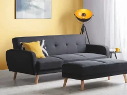 Divano letto 3 posti FLORLI Tessuto Nero