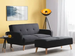 Divano letto 2 posti FLORLI Tessuto Nero