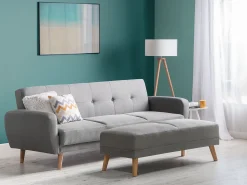 Divano letto 3 posti FLORLI Tessuto Grigio chiaro