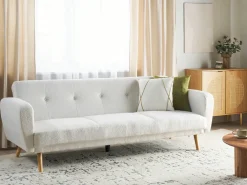 Divano letto 3 posti FLORLI Bouclé Bianco sporco