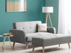Divano letto 2 posti FLORLI Tessuto Grigio chiaro