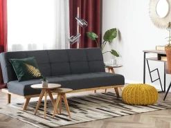 Divano letto 3 posti FROYA Tessuto Grigio scuro