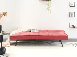 Divano letto 3 posti HASLE Tessuto Rosso