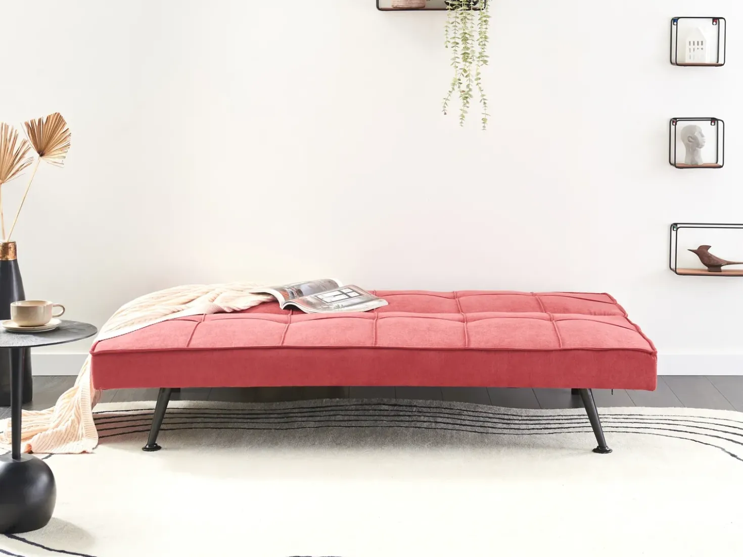 Divano letto 3 posti HASLE Tessuto Rosso