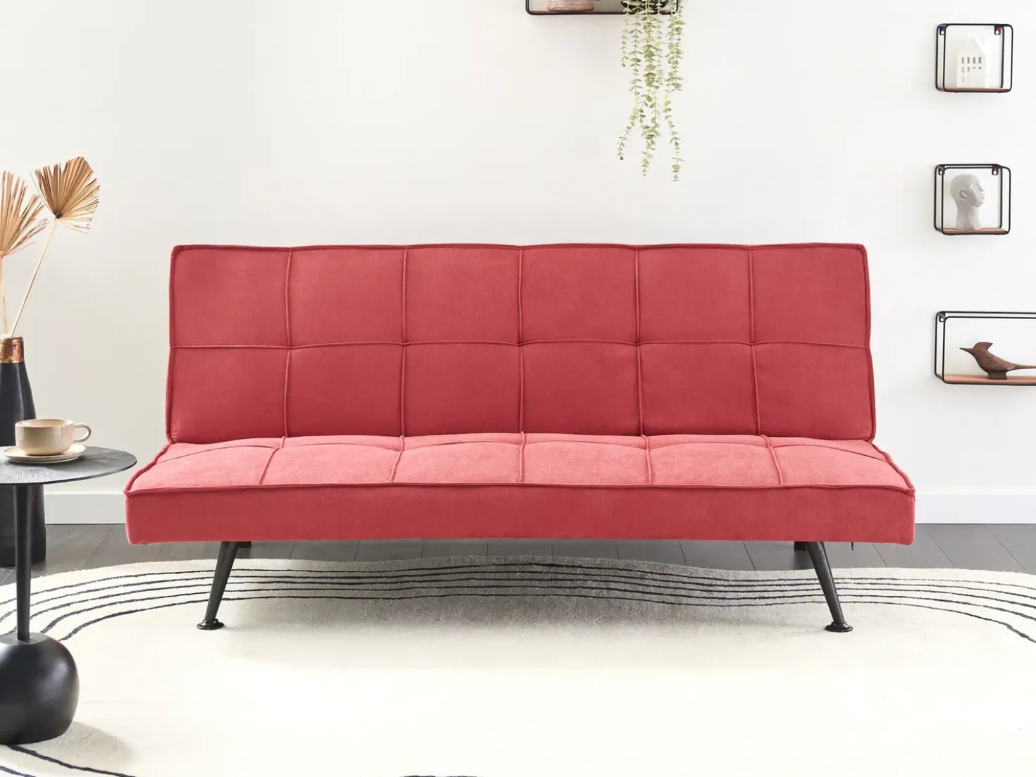 Divano letto 3 posti HASLE Tessuto Rosso